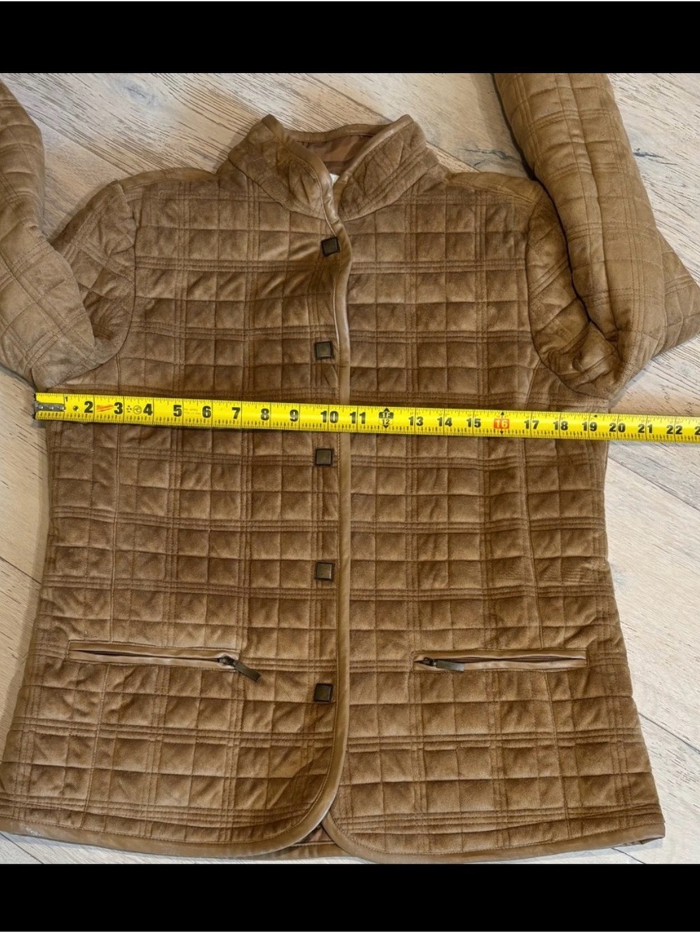 Tweeds Quilted Faux Suede Vintage Jacket M Tan Camel Equestrian Barn Coat Pocket - Picture 5 of 16